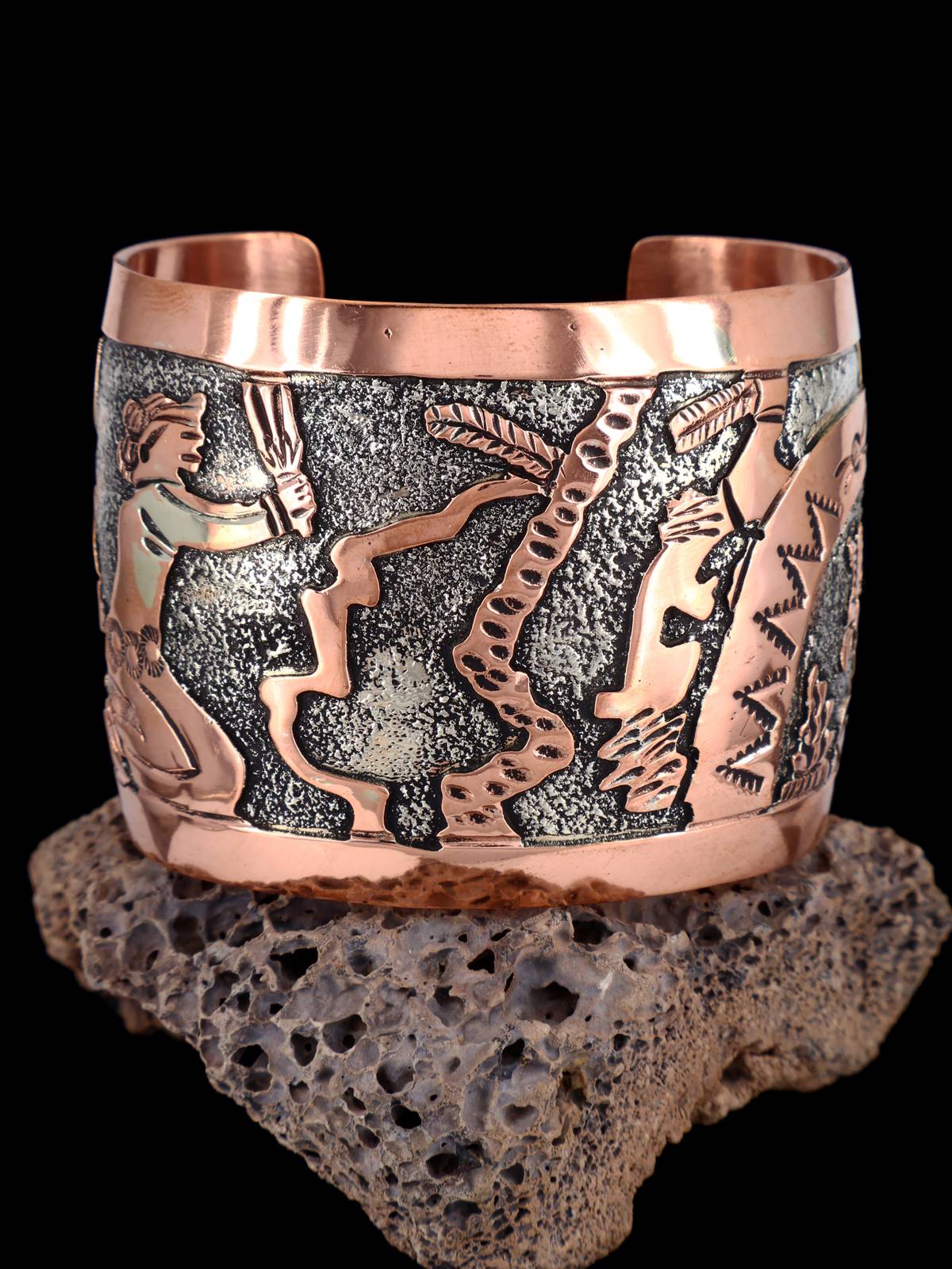 Navajo Copper Pueblo Storyteller Cuff Bracelet - PuebloDirect.com