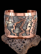 Navajo Copper Pueblo Storyteller Cuff Bracelet - PuebloDirect.com