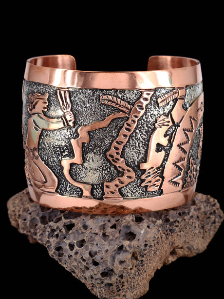 Navajo Copper Pueblo Storyteller Cuff Bracelet - PuebloDirect.com