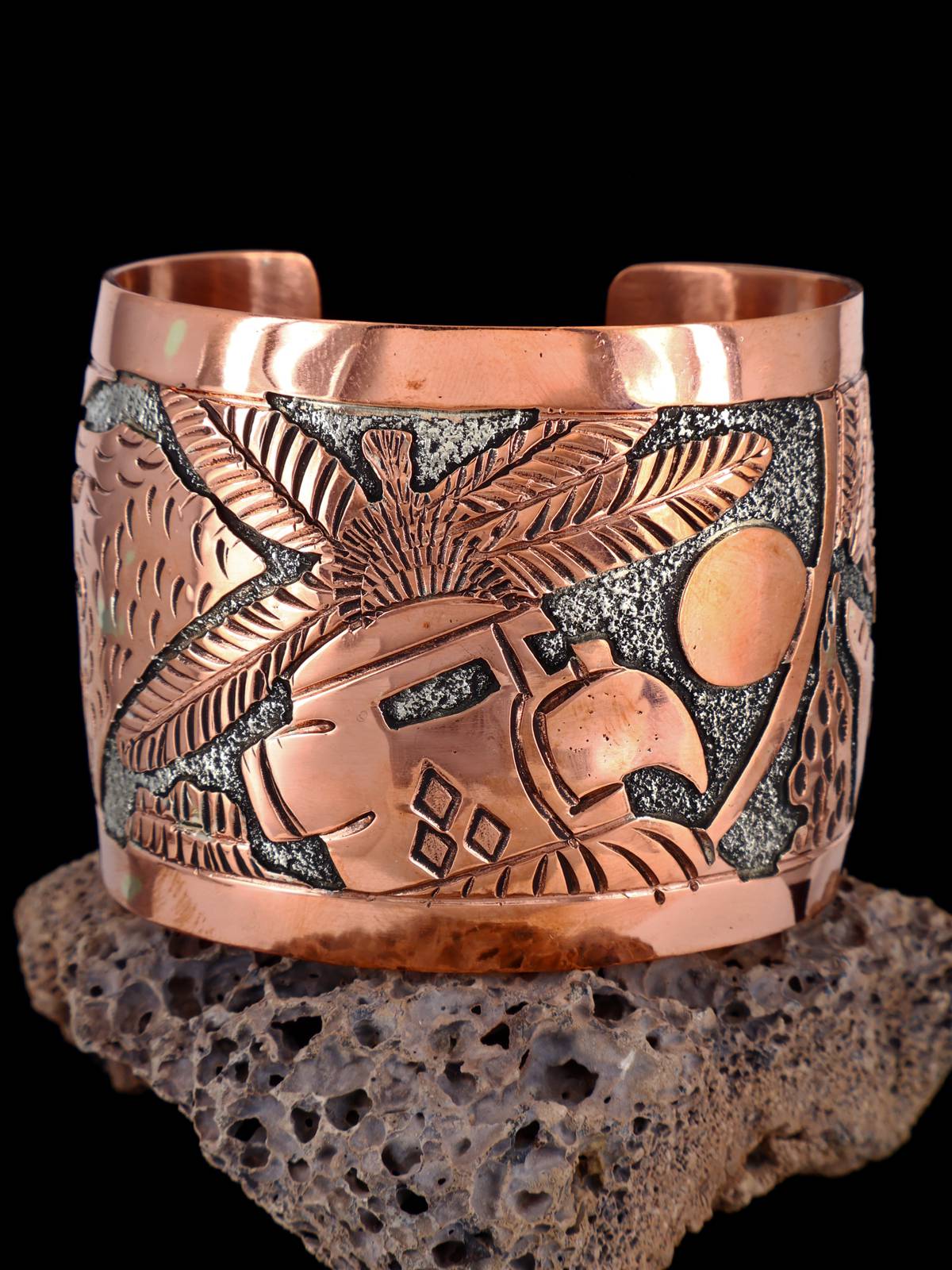 Navajo Copper Pueblo Eagle Dancer Cuff Bracelet - PuebloDirect.com