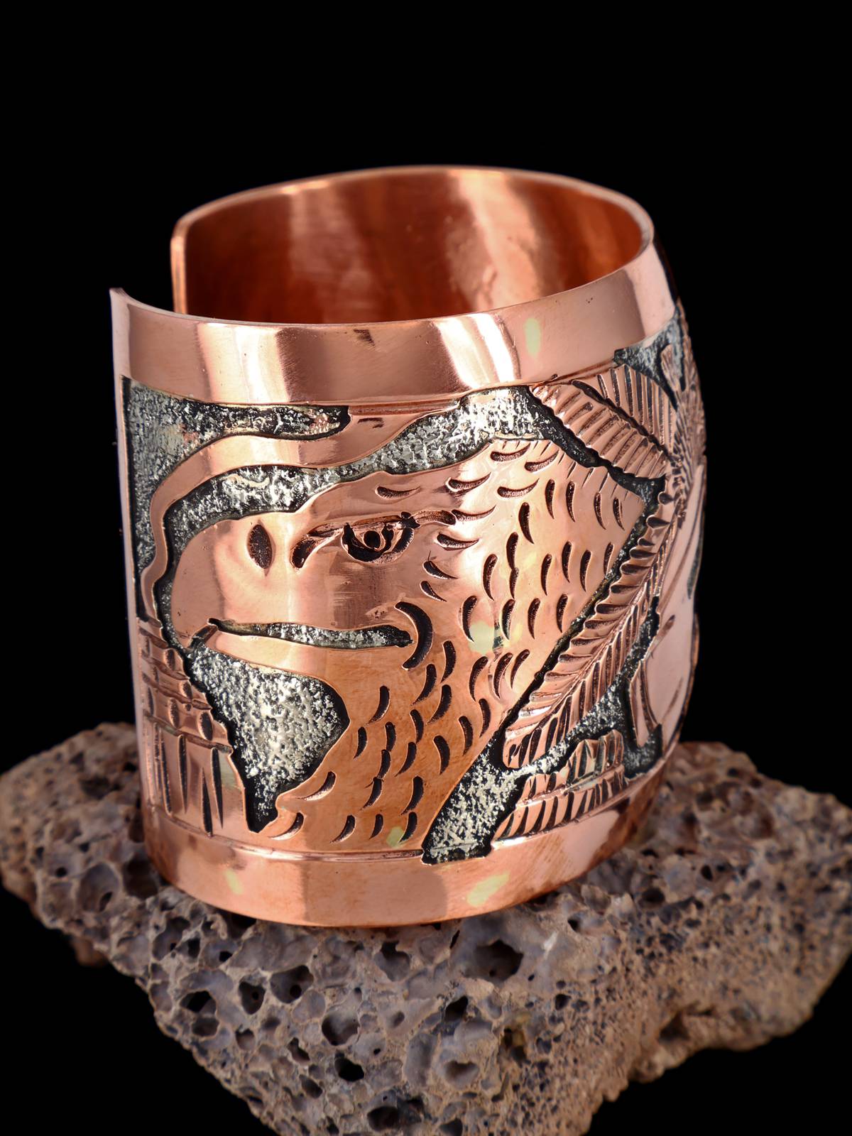 Navajo Copper Pueblo Eagle Dancer Cuff Bracelet - PuebloDirect.com