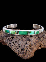 Native American Sonoran Gold Turquoise Inlay Bracelet - PuebloDirect.com