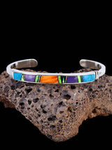 Native American Spiny Oyster and Turquoise Inlay Bracelet - PuebloDirect.com