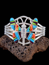 Native American Jewelry Cobblestone Inlay Butterfly Cuff Bracelet - PuebloDirect.com
