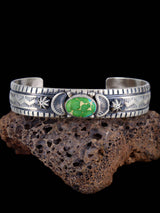 Native American Sonoran Gold Turquoise Stamped Cuff Bracelet - PuebloDirect.com