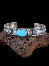 Native American Sonoran Rose Turquoise Stamped Cuff Bracelet - PuebloDirect.com