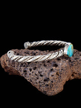 Navajo Turquoise Braided Sterling Silver Cuff Bracelet - PuebloDirect.com