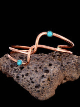Navajo Twisted Copper and Turquoise Wave Bracelet - PuebloDirect.com