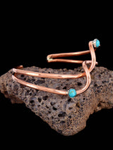Navajo Twisted Copper and Turquoise Wave Bracelet - PuebloDirect.com