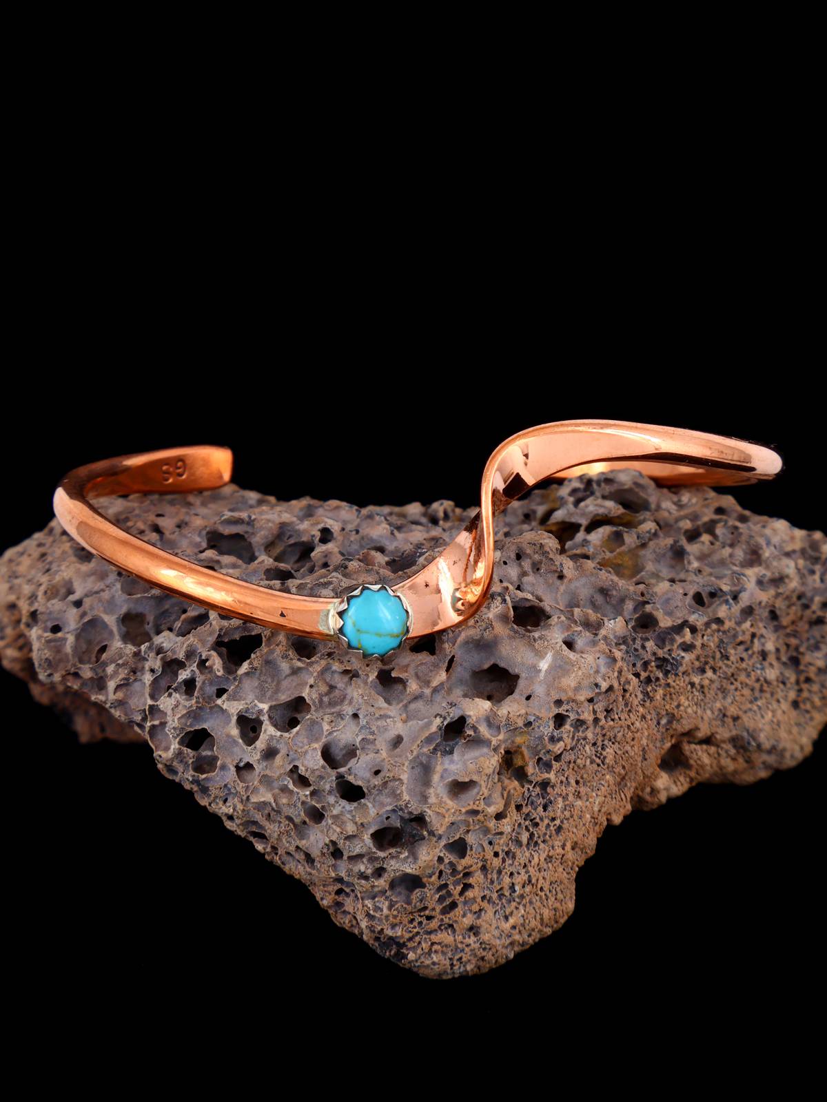 Navajo Copper and Turquoise Wave Bracelet – PuebloDirect.com
