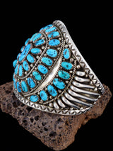 Estate Native American Turquoise Cluster Domed Sterling Silver Bracelet - PuebloDirect.com