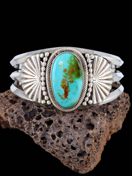 Estate Natural Royston Turquoise Sterling Silver Cuff Bracelet - PuebloDirect.com