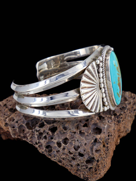 Estate Natural Royston Turquoise Sterling Silver Cuff Bracelet - PuebloDirect.com