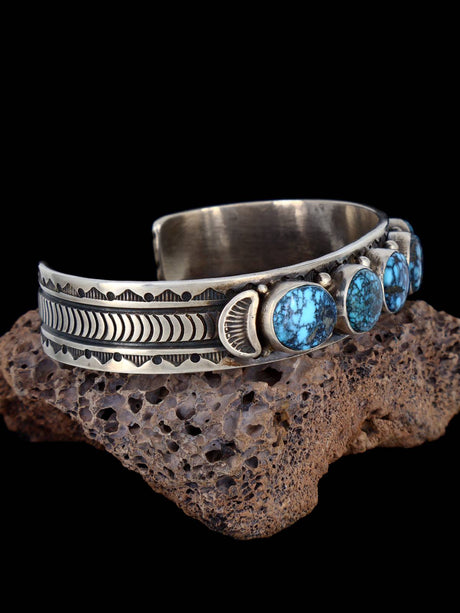 Navajo Natural Cloud Mountain Turquoise Silver Cuff Bracelet - PuebloDirect.com