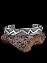 Navajo Tufa Cast Sterling Silver Cuff Bracelet - PuebloDirect.com
