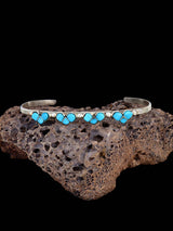Native American Jewelry Zuni Inlay Turquoise Heart Cuff Bracelet - PuebloDirect.com