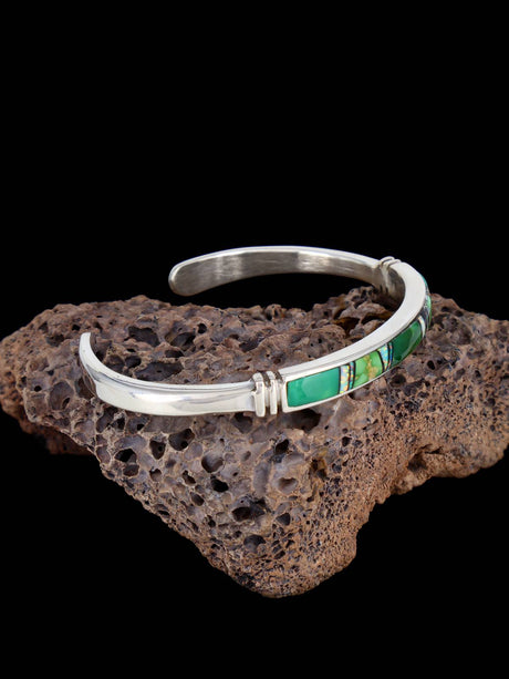 Native American Sonoran Gold Turquoise Inlay Bracelet - PuebloDirect.com