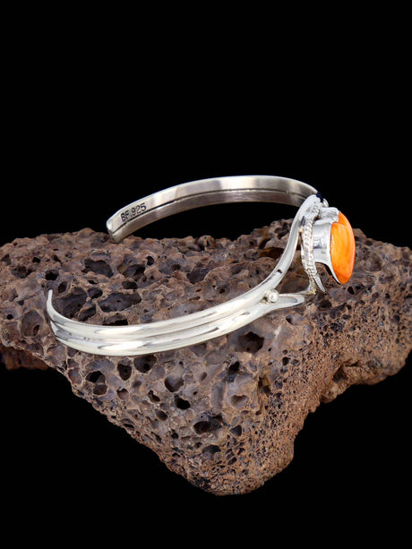 Native American Sterling Silver Spiny Oyster Heart Cuff Bracelet - PuebloDirect.com