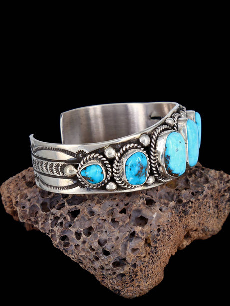 Native American Jewelry Kingman Turquoise Cuff Bracelet - PuebloDirect.com