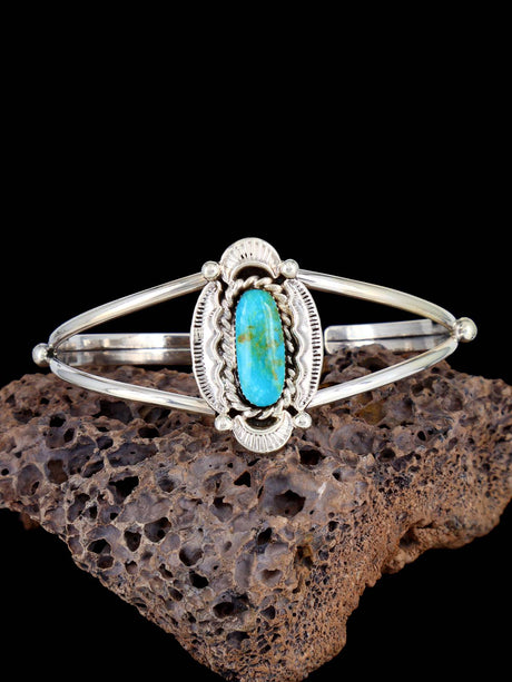 Navajo Turquoise Sterling Silver Cuff Bracelet - PuebloDirect.com
