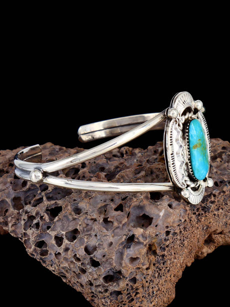 Navajo Turquoise Sterling Silver Cuff Bracelet - PuebloDirect.com