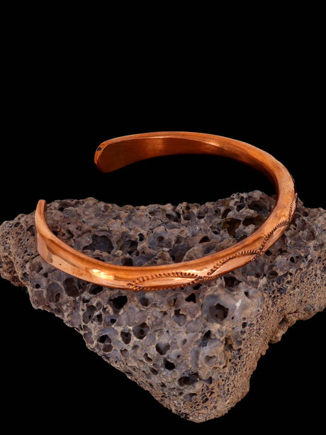Navajo Heavy Sculpted Copper Cuff Bracelet - PuebloDirect.com