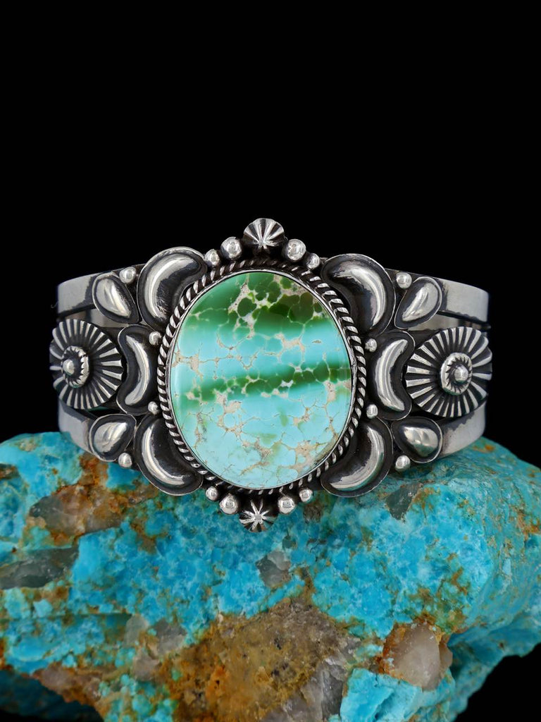 Native American Jewelry Sterling Silver Royston Turquoise Cuff Bracelet - PuebloDirect.com