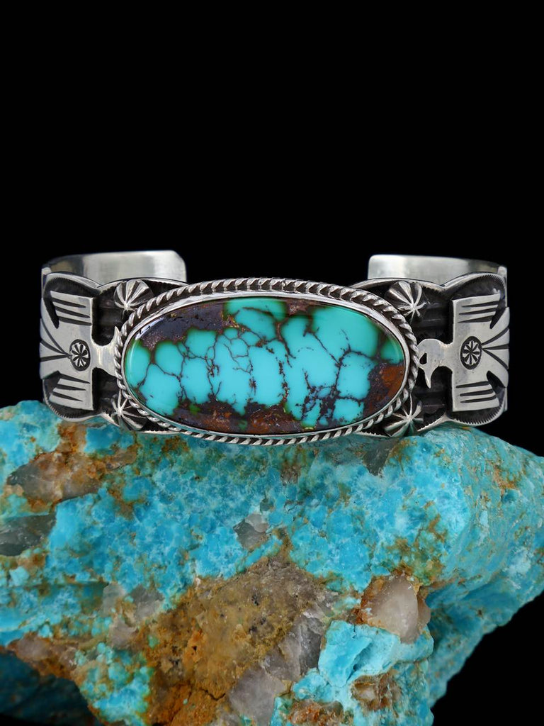 Native American Indian Jewelry Sterling Silver Royston Turquoise Bracelet - PuebloDirect.com