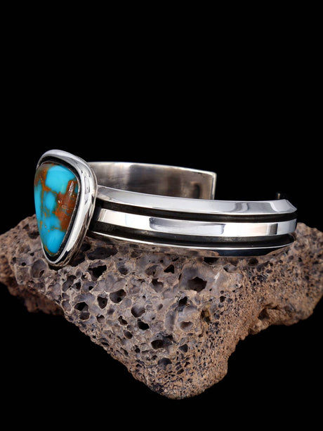 Native American Jewelry Royston Turquoise Sterling Silver Cuff Bracelet - PuebloDirect.com