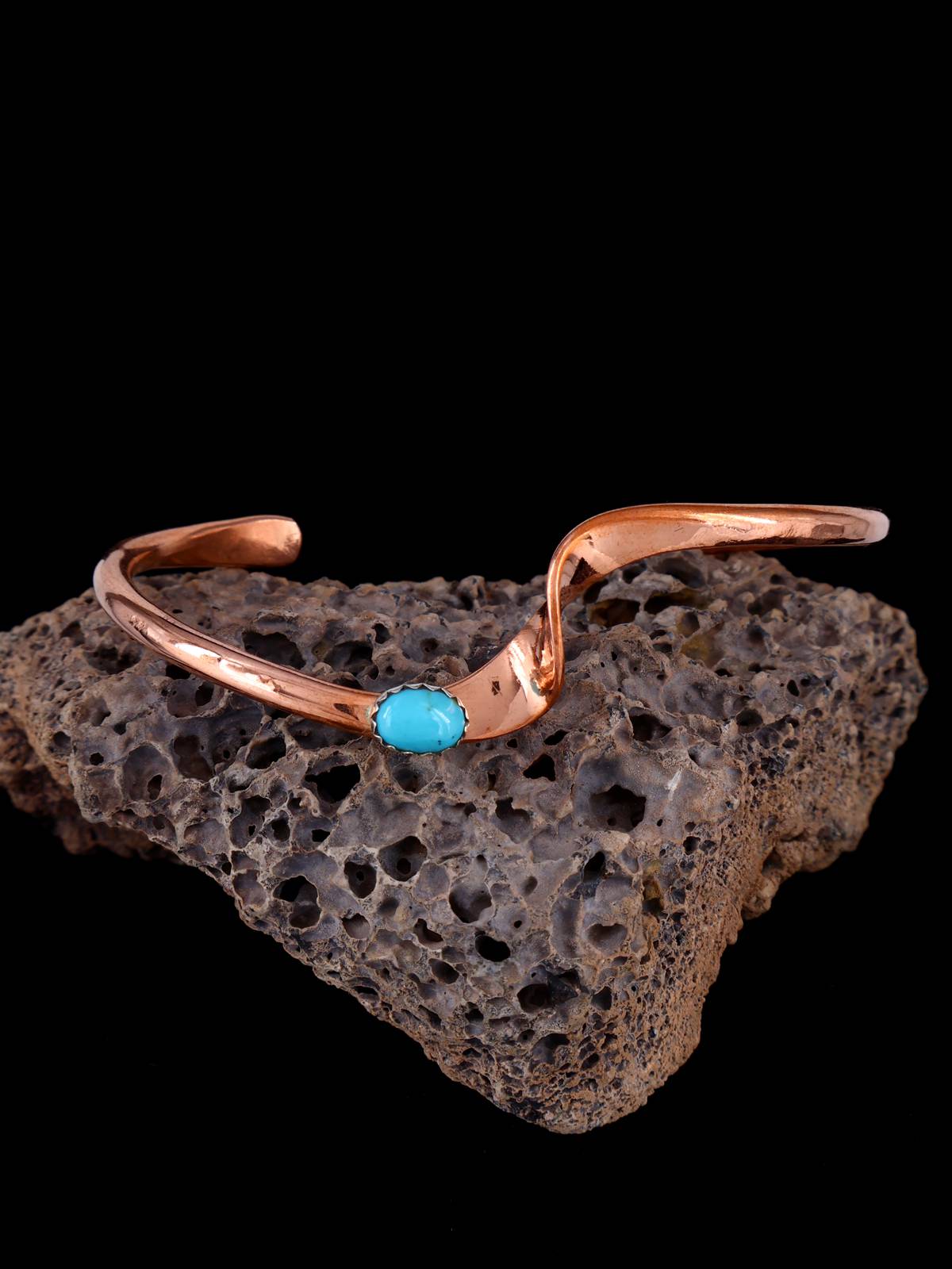 Navajo Copper and Turquoise Wave Bracelet –1