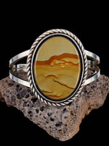 Estate Native American Sterling Silver Owyhee Jasper Cuff Bracelet - PuebloDirect.com