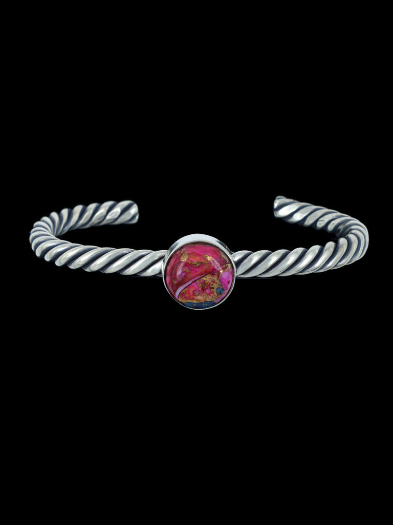 Native American Spiny Oyster Twisted Sterling Silver Cuff Bracelet - PuebloDirect.com