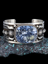Native American Sterling Silver Wild Blue Cuff Bracelet - PuebloDirect.com