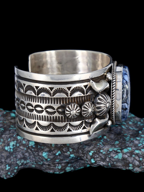 Native American Sterling Silver Wild Blue Cuff Bracelet - PuebloDirect.com