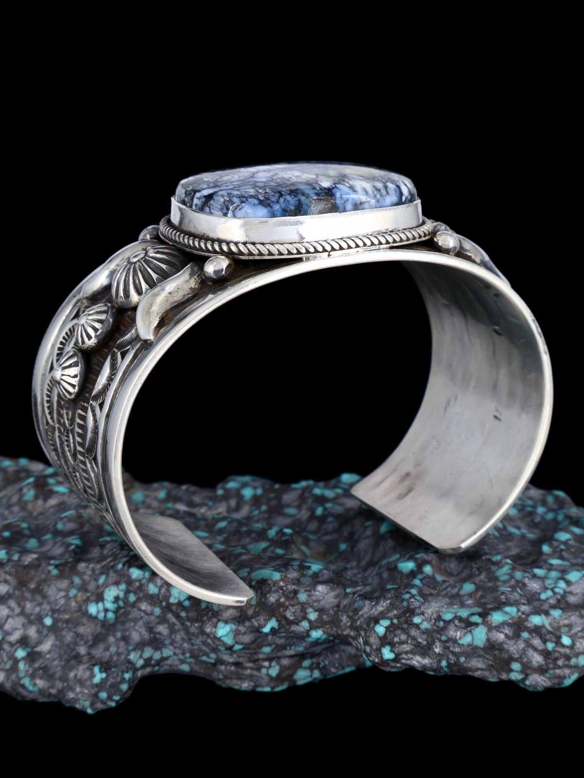 Native American Sterling Silver Wild Blue Cuff Bracelet - PuebloDirect.com