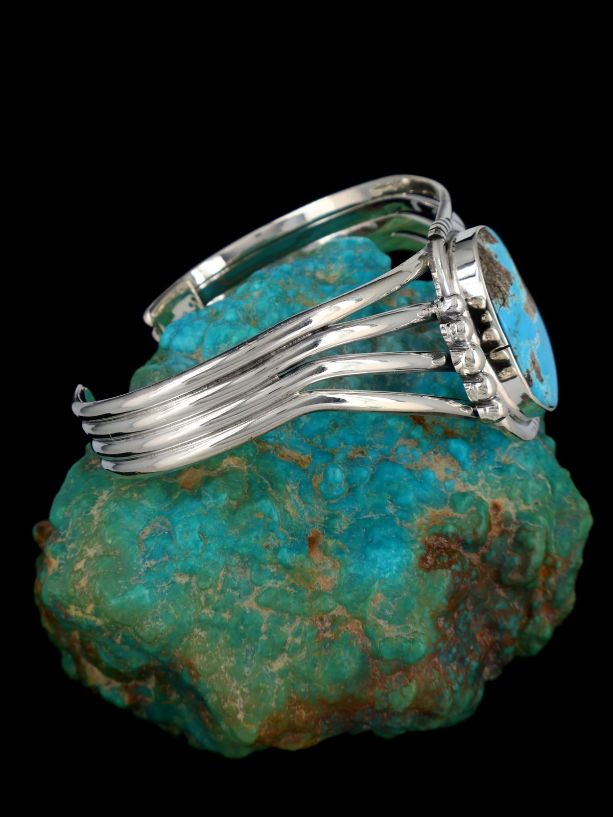 Native American Sterling Silver Turquoise Cuff Bracelet - PuebloDirect.com