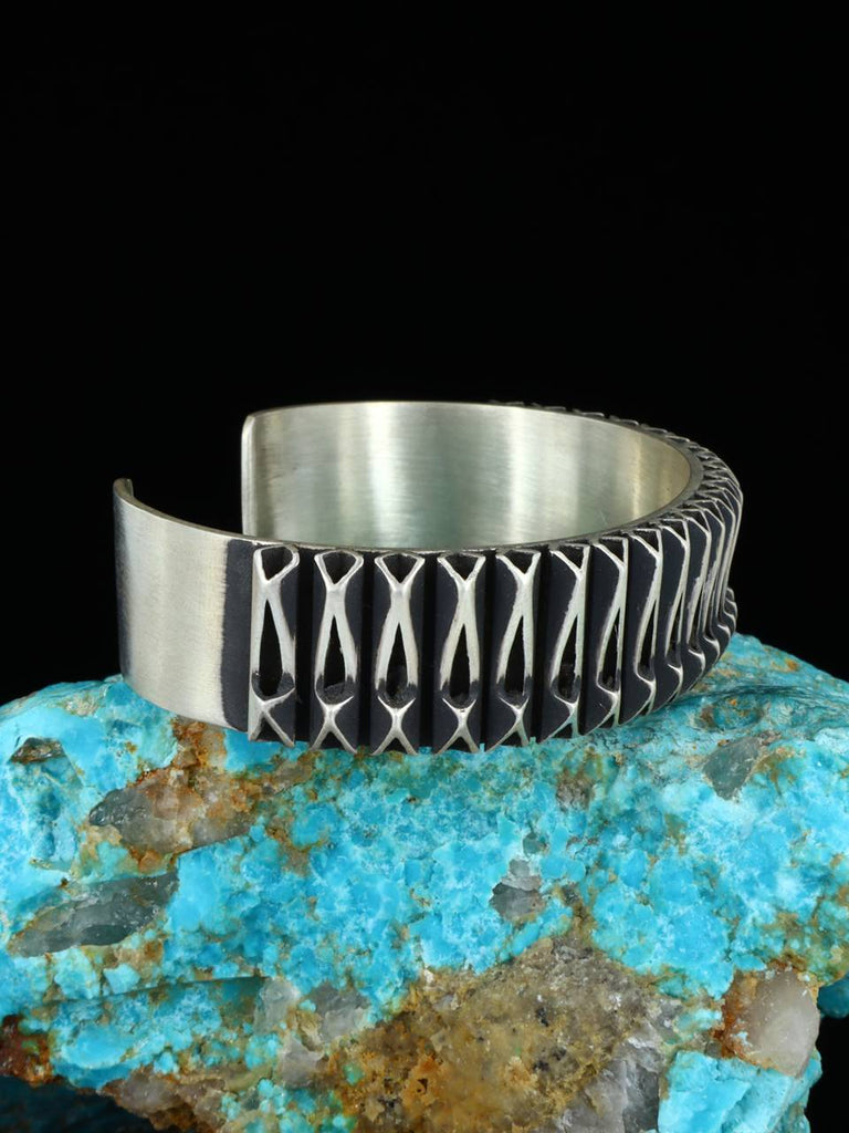 Large Native American Heavy Sterling Silver Cuff Bracelet - PuebloDirect.com
