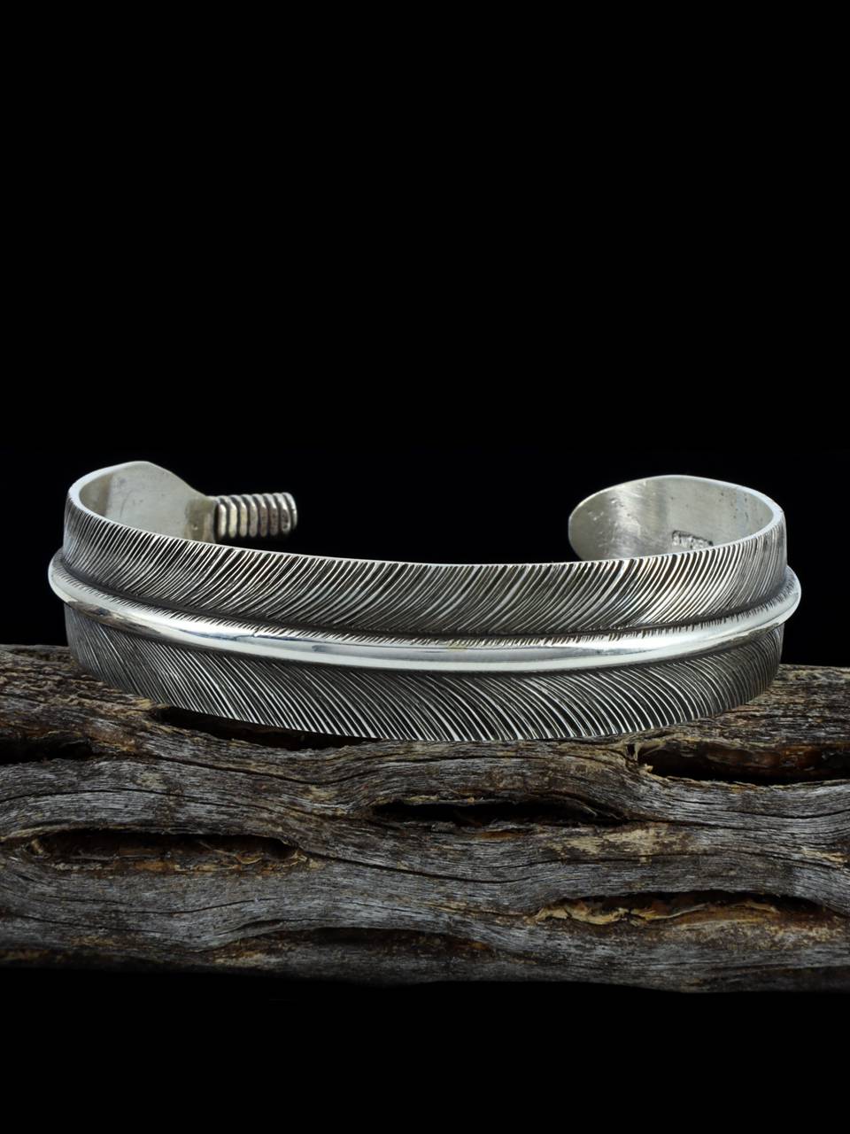 Native American Sterling Silver Feather Bracelet - PuebloDirect.com