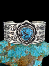 Native Sterling Jewelry Prince Turquoise Sterling Silver Cuff Bracelet - PuebloDirect.com