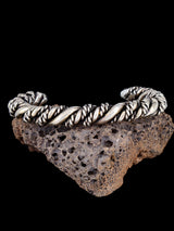 Vintage Estate Sterling Silver Twisted Rope Cuff Bracelet - PuebloDirect.com