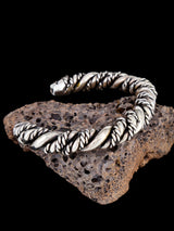 Vintage Estate Sterling Silver Twisted Rope Cuff Bracelet - PuebloDirect.com