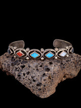 Estate Native American Sterling Silver Inlay Cuff Bracelet - PuebloDirect.com