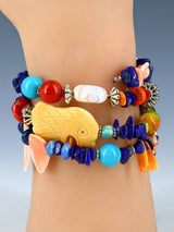 Pulsera envolvente de cuentas de ostras espinosas y turquesas nativas americanas