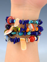 Pulsera envolvente de cuentas de ostras espinosas y turquesas nativas americanas