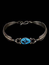 Native American Sterling Silver Turquoise Feather Link Bracelet
