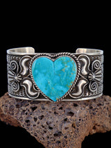 Native American Jewelry Kingman Turquoise Heart Bracelet