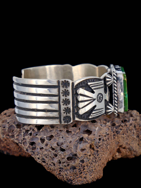 Navajo Jewelry Sterling Silver Natural Royston Turquoise Thunderbird Cuff Bracelet