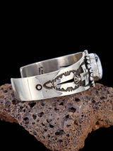 Navajo Sterling Silver White Buffalo Cross Cuff Bracelet