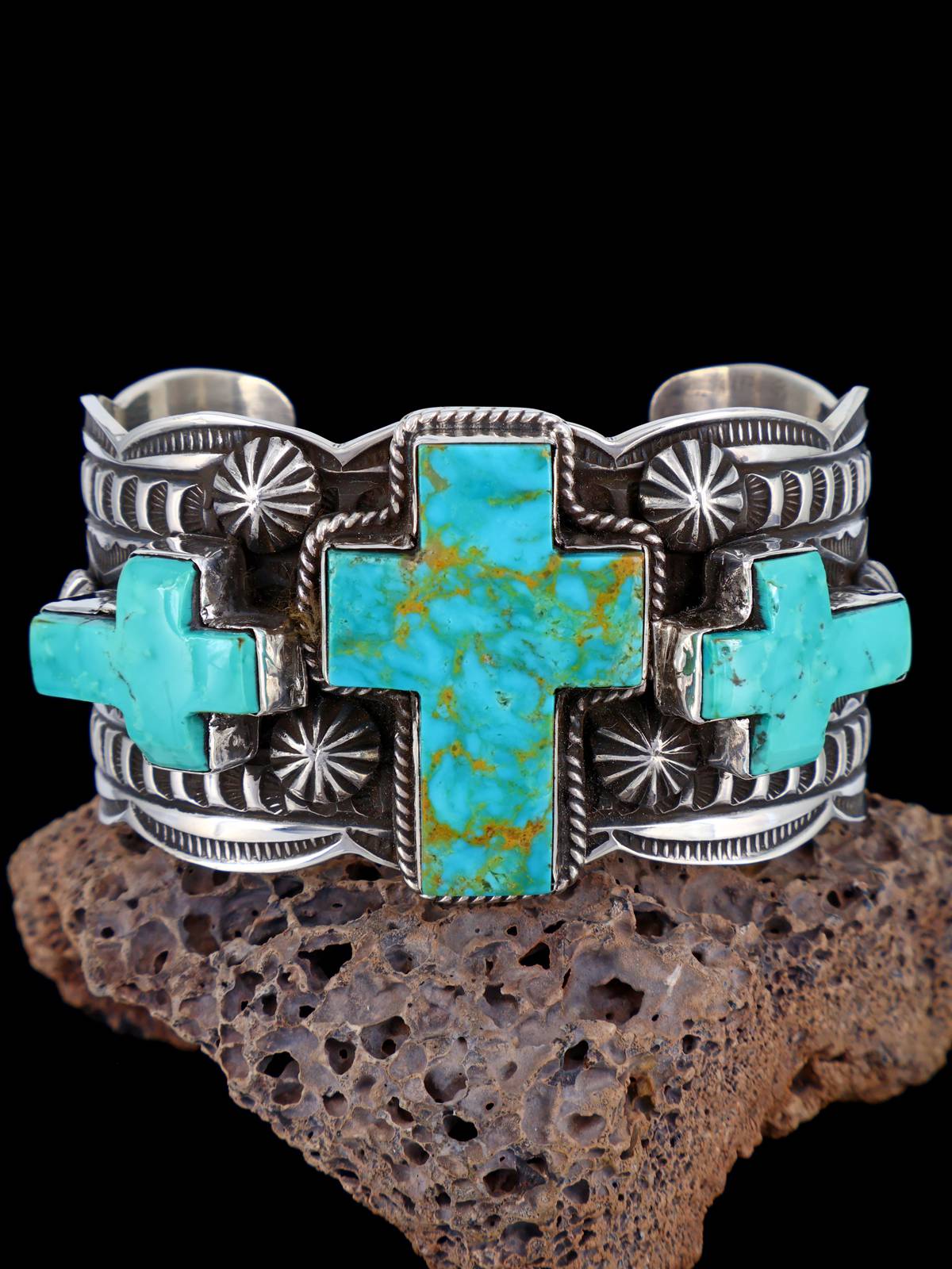 Navajo Jewelry Bracelet en argent sterling Dry Creek Turquoise Thunderbird