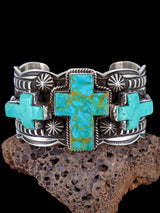 Navajo Jewelry Bracelet en argent sterling Dry Creek Turquoise Thunderbird